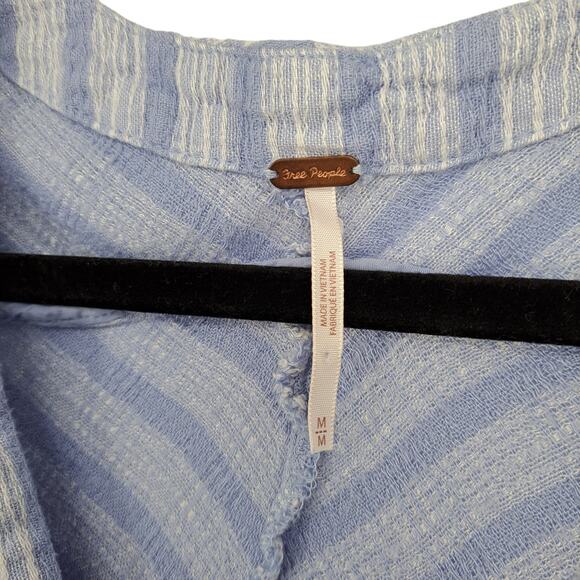 Free People Morning Stripe Dolman Top Tie Sleeves Blue White Women's Size Medium - Picture 4 of 6